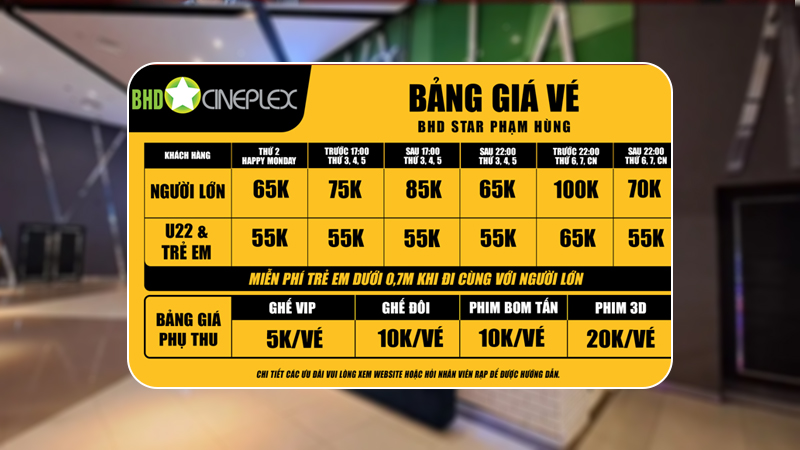 Giá vé tại BHD Phạm Hùng