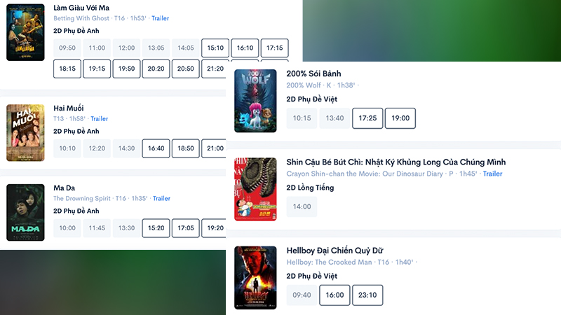 Lịch chiếu phim tại BHD Star Phạm Hùng