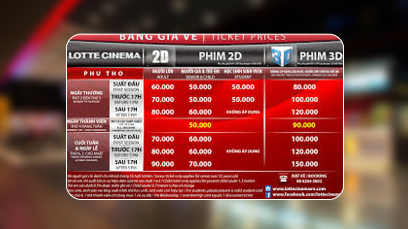 giá vé Lotte Cinema Lê Đại Hành
