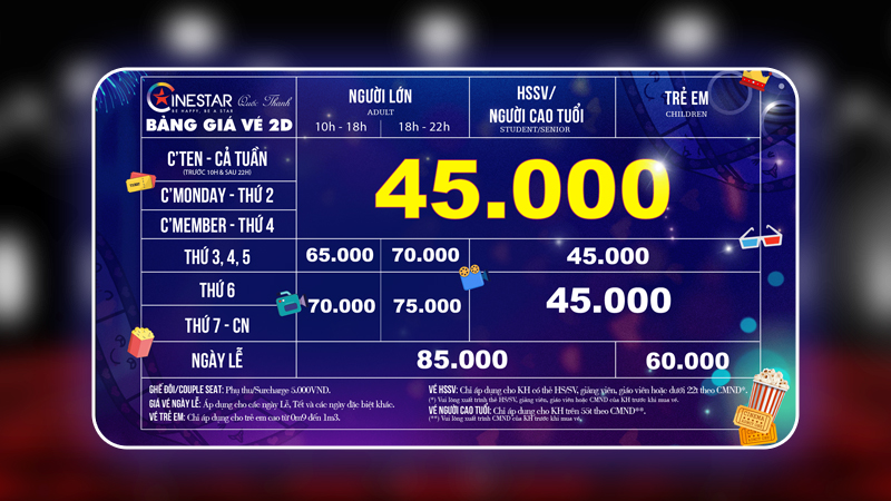 Giá Vé Rạp Chiếu Phim Nguyễn Trãi Cinestar