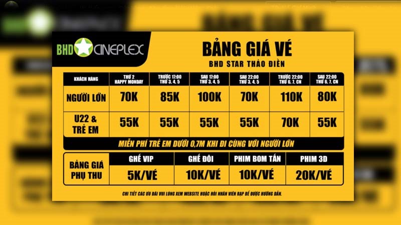 Giá vé BHD Thảo Điền